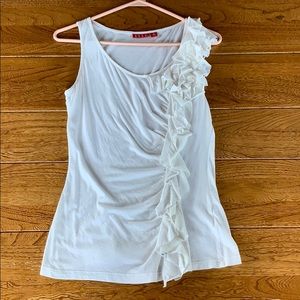 Off White Sleeveless Ruffle Top